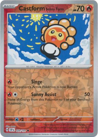 Castform Sunny Form (20/191) SV Surging Sparks Reverse Holo Common Pokemon Card TCG