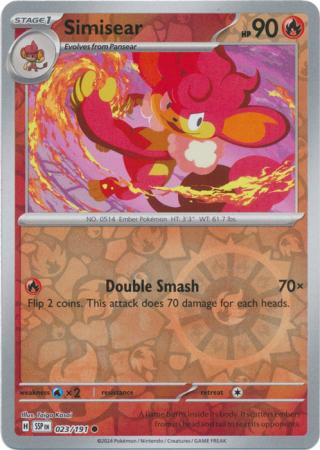 Simisear (23/191) SV Surging Sparks Reverse Holo Common Pokemon Card TCG