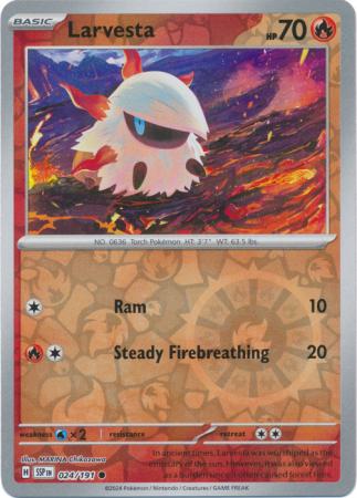 Larvesta (24/191) SV Surging Sparks Reverse Holo Common Pokemon Card TCG