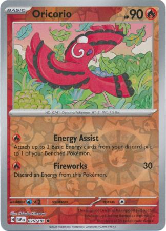 Oricorio (26/191) SV Surging Sparks Reverse Holo Common Pokemon Card TCG
