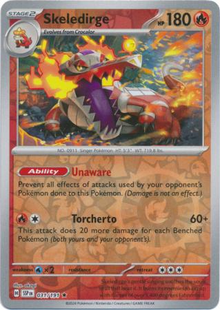 Skeledirge (31/191) SV Surging Sparks Reverse Holo Rare Pokemon Card TCG