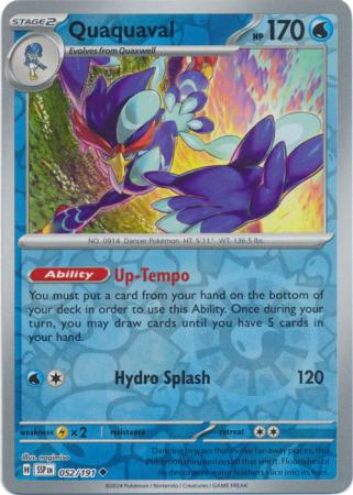 Quaquaval (52/191) SV Surging Sparks Reverse Holo Uncommon Pokemon Card TCG