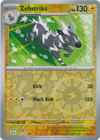 Zebstrika (63/191) SV Surging Sparks Reverse Holo Common Pokemon Card TCG