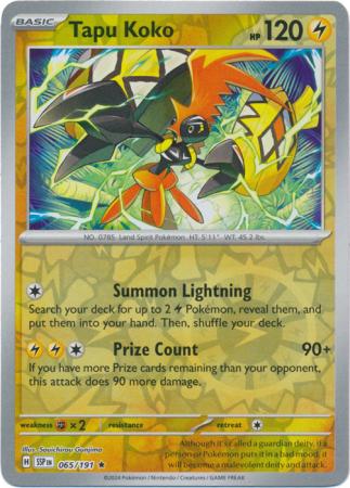 Tapu Koko (65/191) SV Surging Sparks Reverse Holo Rare Pokemon Card TCG