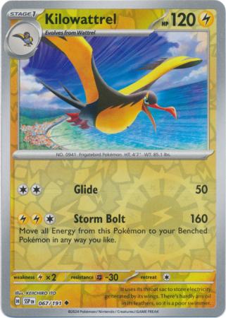 Kilowattrel (67/191) SV Surging Sparks Reverse Holo Uncommon Pokemon Card TCG