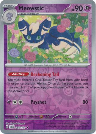 Meowstic (85/191) SV Surging Sparks Reverse Holo Uncommon Pokemon Card TCG