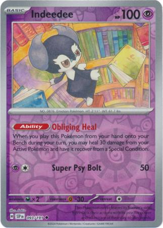 Indeedee (93/191) SV Surging Sparks Reverse Holo Uncommon Pokemon Card TCG