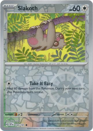 Slakoth (145/191) SV Surging Sparks Reverse Holo Common Pokemon Card TCG