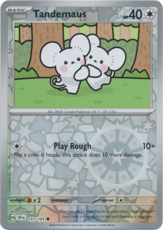 Tandemaus (157/191) SV Surging Sparks Reverse Holo Common Pokemon Card TCG