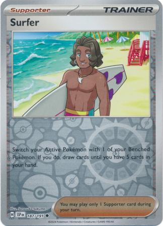 Surfer (187/191) SV Surging Sparks Reverse Holo Uncommon Pokemon Card TCG
