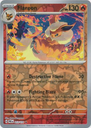 Flareon (13/131) Scarlet and Violet Prismatic Evolutions Reverse Holo Rare Pokemon Card TCG