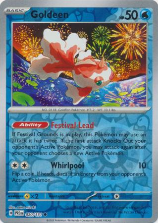 Goldeen (20/131) Scarlet and Violet Prismatic Evolutions Reverse Holo Common Pokemon Card TCG