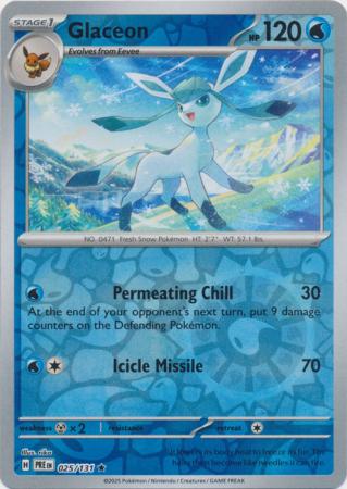 Glaceon (25/131) Scarlet and Violet Prismatic Evolutions Reverse Holo Rare Pokemon Card TCG