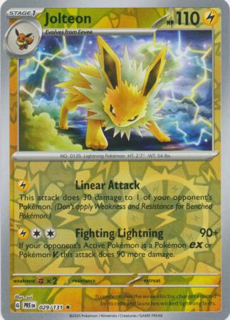 Jolteon (29/131) Scarlet and Violet Prismatic Evolutions Reverse Holo Rare Pokemon Card TCG