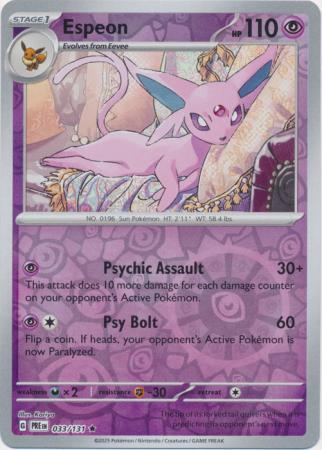 Espeon (33/131) Scarlet and Violet Prismatic Evolutions Reverse Holo Rare Pokemon Card TCG