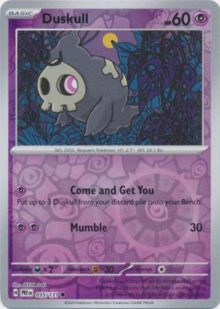 Duskull (35/131) Scarlet and Violet Prismatic Evolutions Reverse Holo Common Pokemon Card TCG