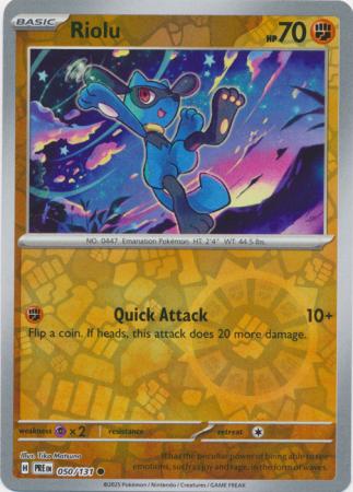 Riolu (50/131) Scarlet and Violet Prismatic Evolutions Reverse Holo Common Pokemon Card TCG