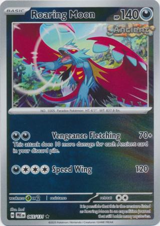 Roaring Moon (65/131) Scarlet and Violet Prismatic Evolutions Reverse Holo Rare Pokemon Card TCG