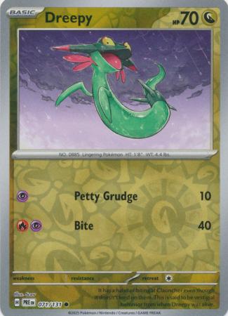 Dreepy (71/131) Scarlet and Violet Prismatic Evolutions Reverse Holo Common Pokemon Card TCG