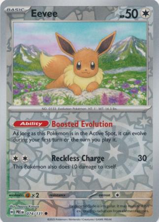 Eevee (74/131) Scarlet and Violet Prismatic Evolutions Reverse Holo Common Pokemon Card TCG