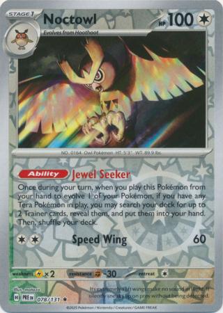 Noctowl (78/131) Scarlet and Violet Prismatic Evolutions Reverse Holo Rare Pokemon Card TCG