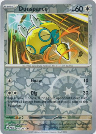 Dunsparce (79/131) Scarlet and Violet Prismatic Evolutions Reverse Holo Common Pokemon Card TCG