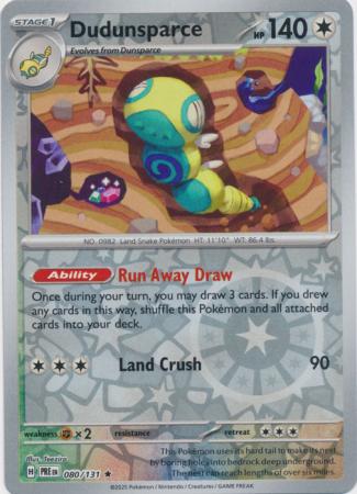 Dudunsparce (80/131) Scarlet and Violet Prismatic Evolutions Reverse Holo Rare Pokemon Card TCG