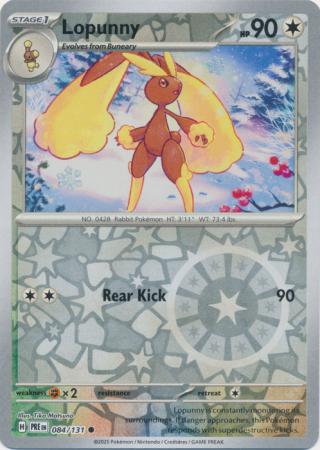 Lopunny (84/131) Scarlet and Violet Prismatic Evolutions Reverse Holo Common Pokemon Card TCG
