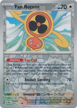 Fan Rotom (85/131) Scarlet and Violet Prismatic Evolutions Reverse Holo Common Pokemon Card TCG