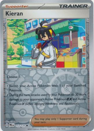 Kieran (113/131) Scarlet and Violet Prismatic Evolutions Reverse Holo Uncommon Pokemon Card TCG