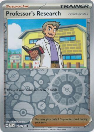 Professor's Research [Professor Oak] (122/131) Scarlet and Violet Prismatic Evolutions Reverse Holo Common Pokemon Card TCG