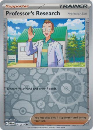 Professor's Research [Professor Elm] (123/131) Scarlet and Violet Prismatic Evolutions Reverse Holo Common Pokemon Card TCG