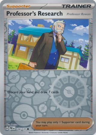 Professor's Research [Professor Rowan] (124/131) Scarlet and Violet Prismatic Evolutions Reverse Holo Common Pokemon Card TCG