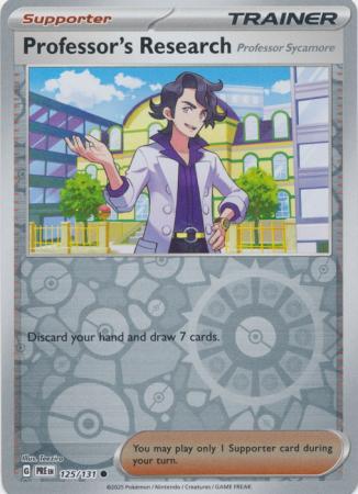 Professor's Research [Professor Sycamore] (125/131) Scarlet and Violet Prismatic Evolutions Reverse Holo Common Pokemon Card TCG
