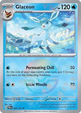 Glaceon (25/131) Scarlet and Violet Prismatic Evolutions Pokeball Reverse Holo Rare Pokemon Card TCG
