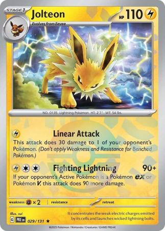 Jolteon (29/131) Scarlet and Violet Prismatic Evolutions Pokeball Reverse Holo Rare Pokemon Card TCG