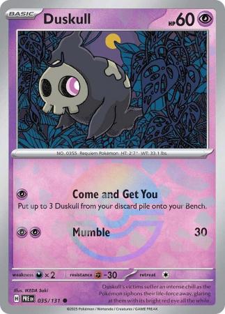 Duskull (35/131) Scarlet and Violet Prismatic Evolutions Pokeball Reverse Holo Common Pokemon Card TCG