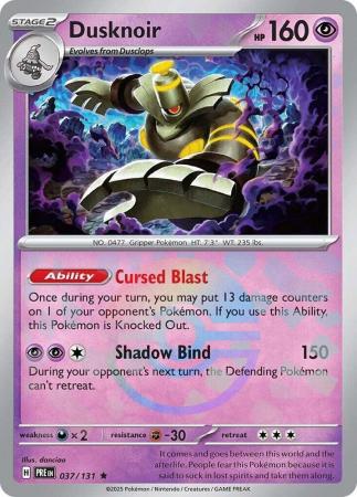 Dusknoir (37/131) Scarlet and Violet Prismatic Evolutions Pokeball Reverse Holo Rare Pokemon Card TCG
