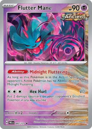 Flutter Mane (43/131) Scarlet and Violet Prismatic Evolutions Pokeball Reverse Holo Rare Pokemon Card TCG