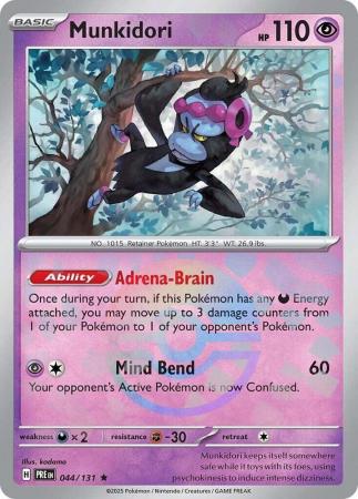 Munkidori (44/131) Scarlet and Violet Prismatic Evolutions Pokeball Reverse Holo Rare Pokemon Card TCG