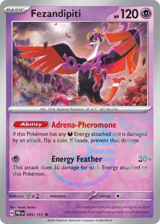 Fezandipiti (45/131) Scarlet and Violet Prismatic Evolutions Pokeball Reverse Holo Rare Pokemon Card TCG