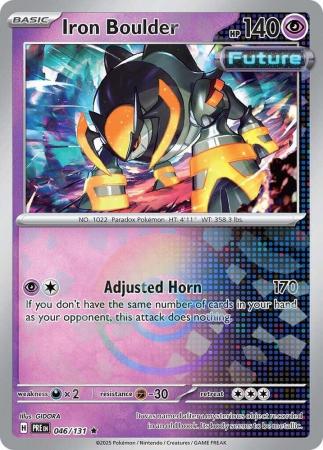 Iron Boulder (46/131) Scarlet and Violet Prismatic Evolutions Pokeball Reverse Holo Rare Pokemon Card TCG