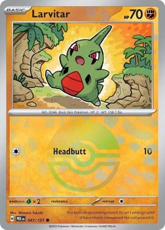Larvitar (47/131) Scarlet and Violet Prismatic Evolutions Pokeball Reverse Holo Common Pokemon Card TCG
