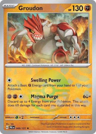 Groudon (49/131) Scarlet and Violet Prismatic Evolutions Pokeball Reverse Holo Rare Pokemon Card TCG