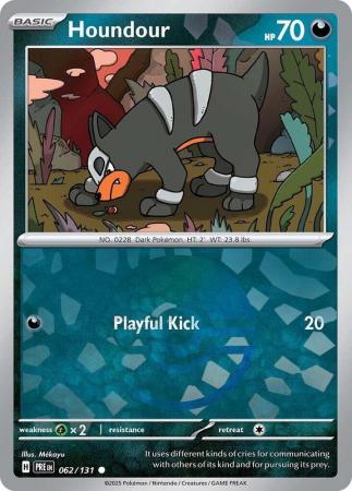 Houndour (62/131) Scarlet and Violet Prismatic Evolutions Pokeball Reverse Holo Common Pokemon Card TCG