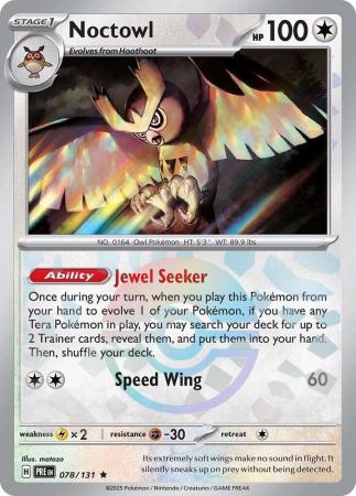 Noctowl (78/131) Scarlet and Violet Prismatic Evolutions Pokeball Reverse Holo Rare Pokemon Card TCG