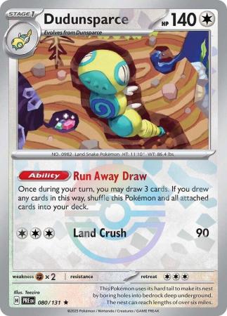Dudunsparce (80/131) Scarlet and Violet Prismatic Evolutions Pokeball Reverse Holo Rare Pokemon Card TCG