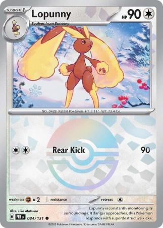 Lopunny (84/131) Scarlet and Violet Prismatic Evolutions Pokeball Reverse Holo Common Pokemon Card TCG