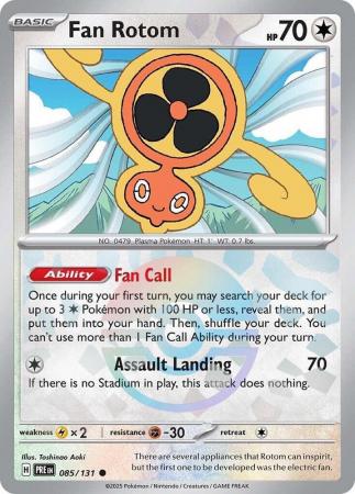 Fan Rotom (85/131) Scarlet and Violet Prismatic Evolutions Pokeball Reverse Holo Common Pokemon Card TCG