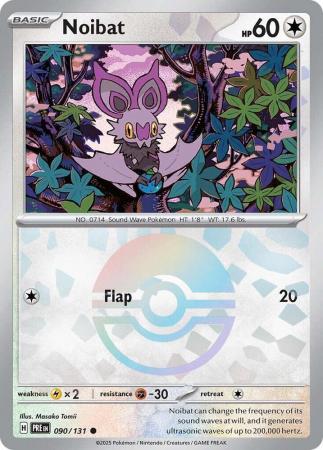 Noibat (90/131) Scarlet and Violet Prismatic Evolutions Pokeball Reverse Holo Common Pokemon Card TCG